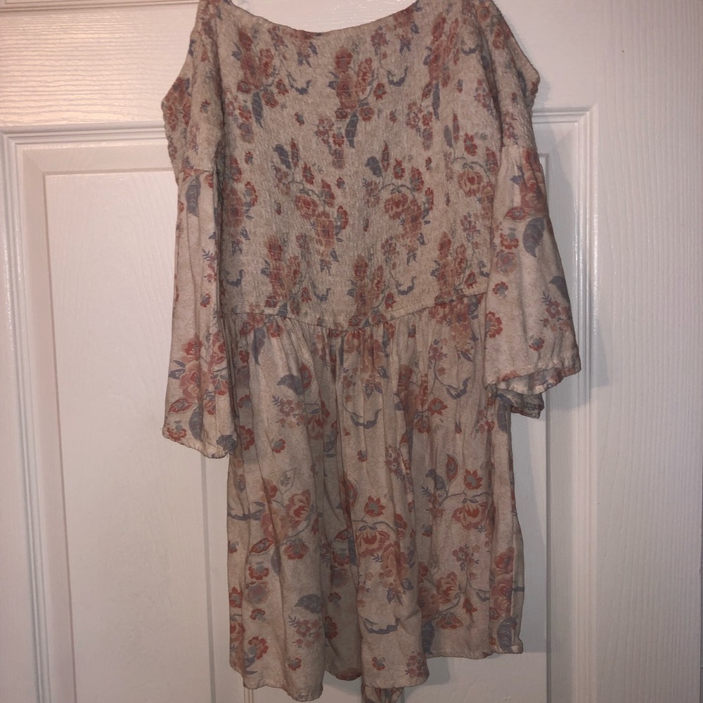 Cream romper with light pink rose details